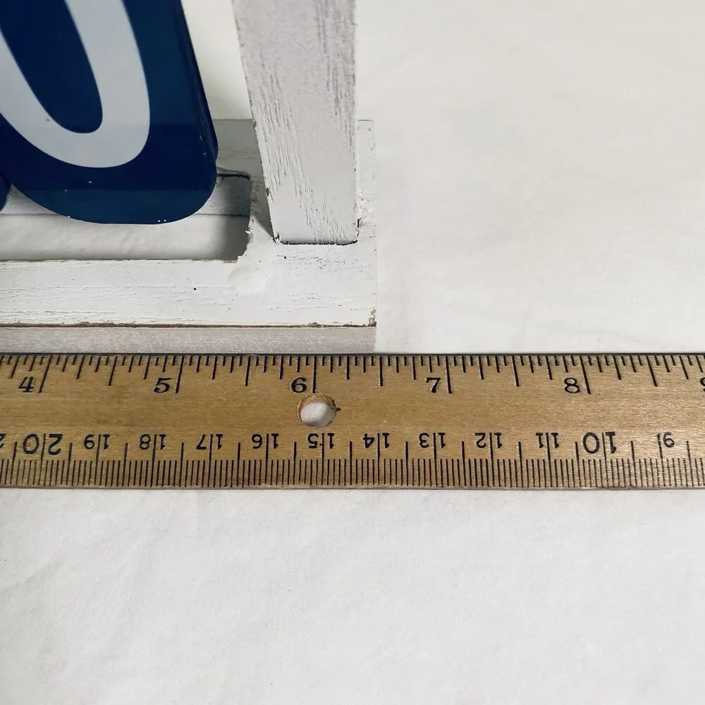 Desk Calendar/ Metal With Wooden Frame/ Navy Blue & White